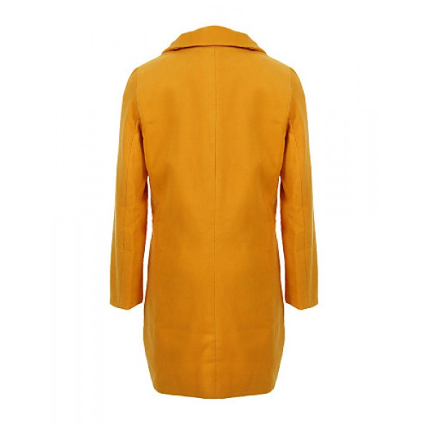 Women's Plus Size Coat,Solid Asymmetrical Long Sleeve Winter Blue / Black / Yellow Others Medium
