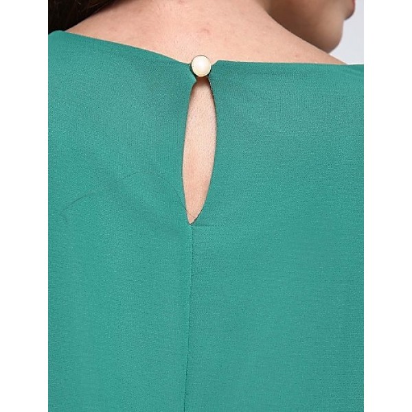 Women's Simple Loose / Chiffon Dress,Solid Round Neck Maxi Long Sleeve Blue / Red / Black / Green Polyester Fall